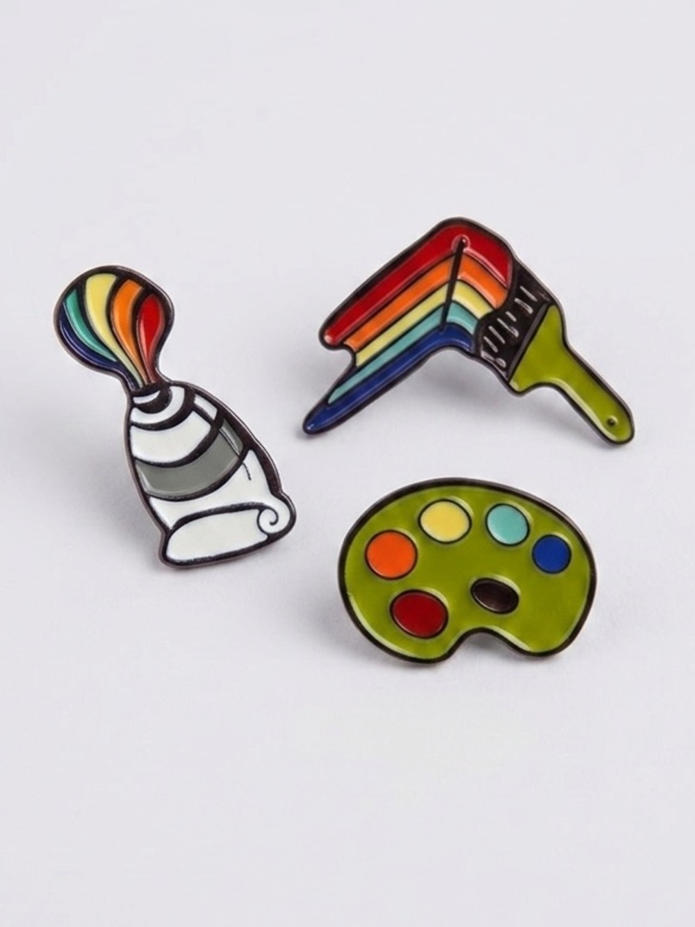 Rainbow Artist Enamel Pin Set Paint Tube Brush Palette Creative Art Lapel Pins